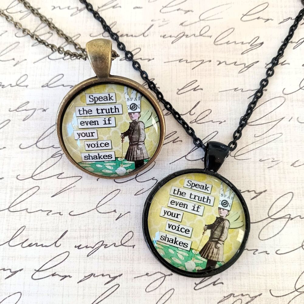 Inspirational Fairy Necklace, Speak The Truth Pendant, Altered Art Fairy Necklac